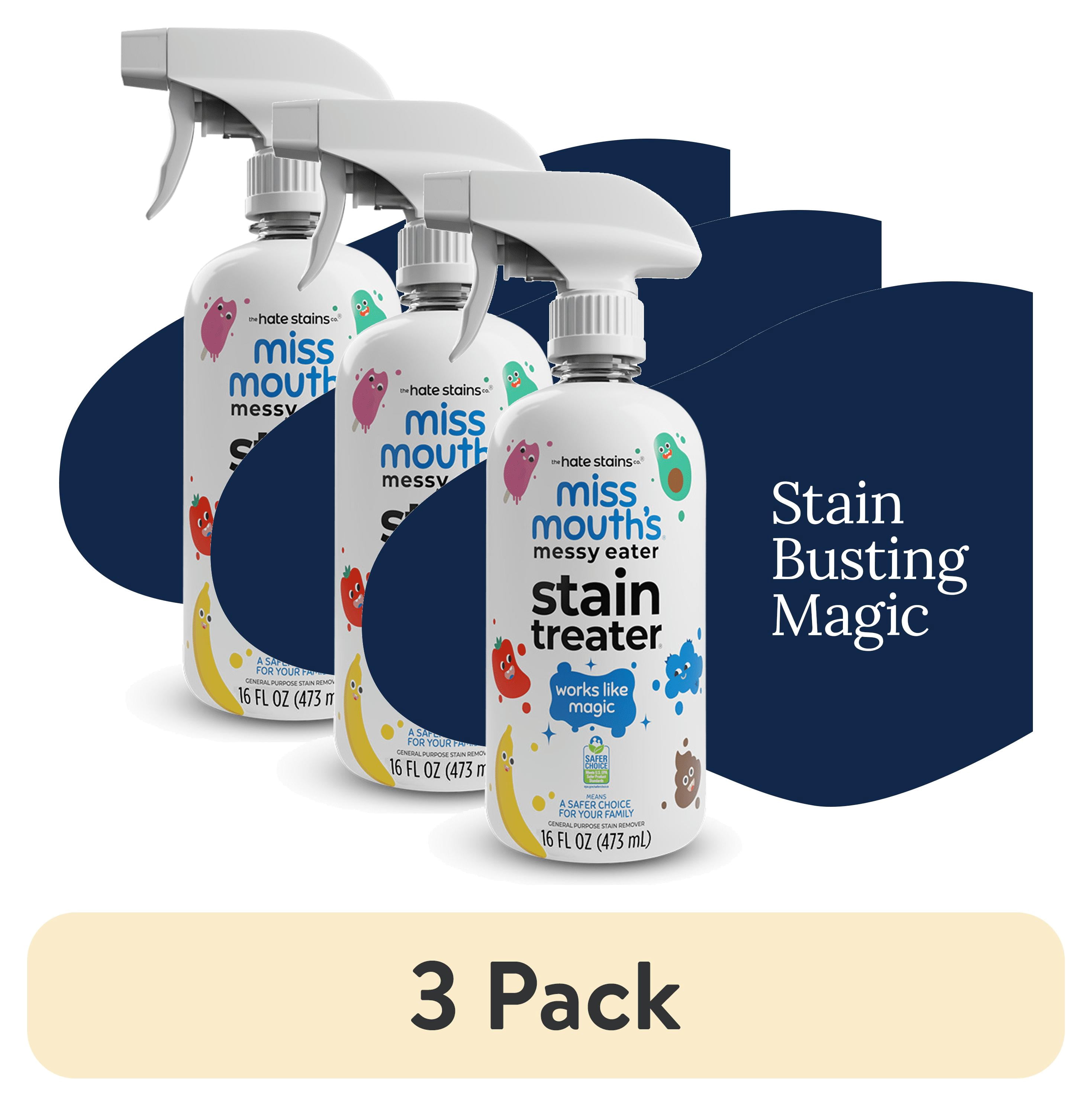 (3 pack) Miss Mouth's Messy Eater Stain Treater Spray for Baby & Kids – 16 fl oz – Newborn & Baby Essentials – Stain Remover for Food, Grease, Coffee & More – Gentle on Laundry, Fabric & Underwear