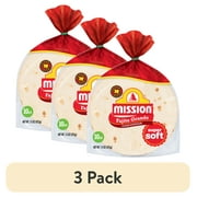 (3 pack) Mission Super Soft Flour Tortillas, Fajita Grande Size, 10 Count