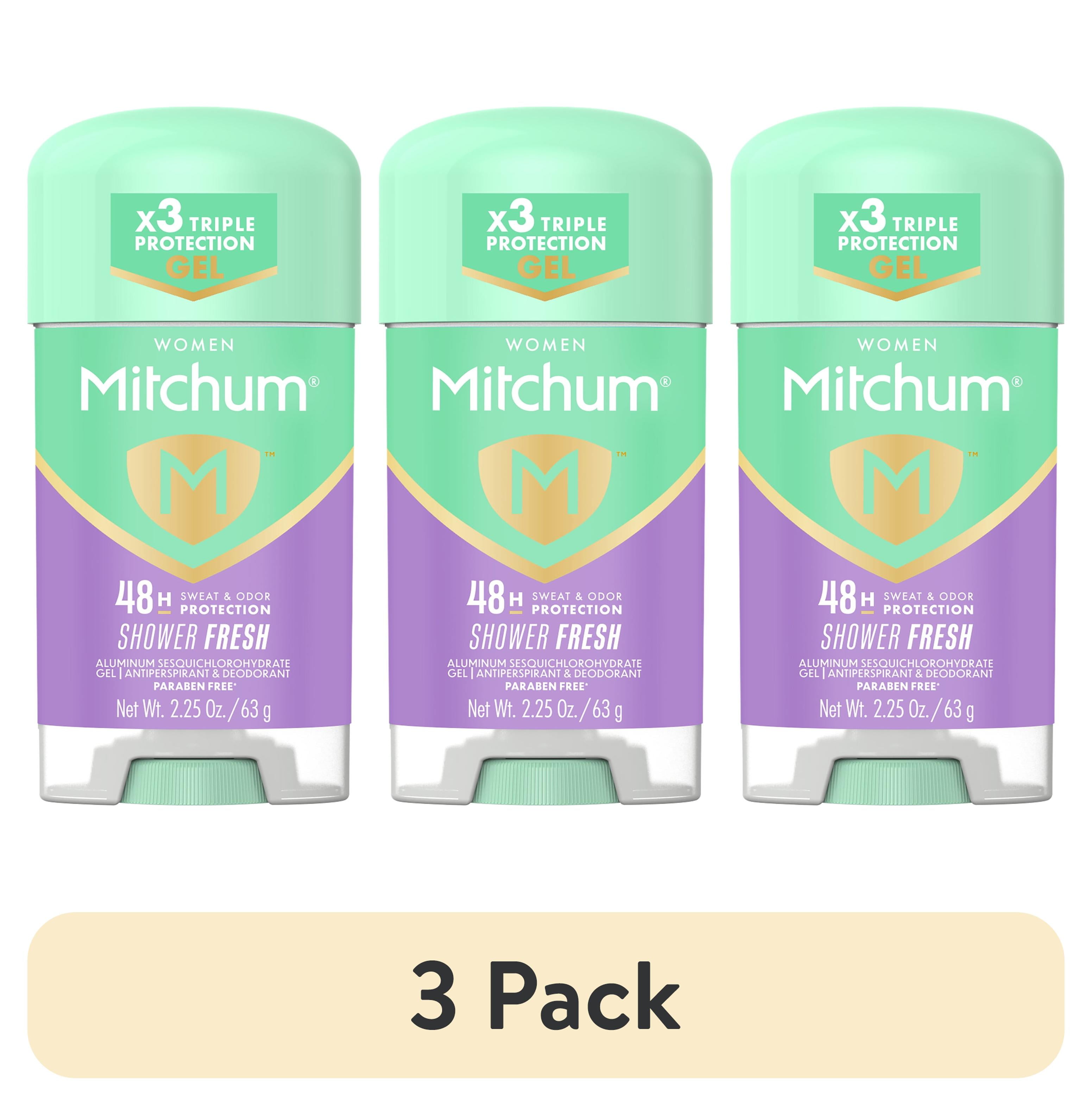 (3 pack) Mitchum Womens Triple Odor Protection Antiperspirant & Deodorant Gel, Shower Fresh, 2.25 oz