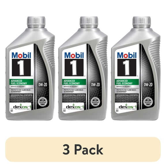 (3 pack) Mobil 1 Advanced Fuel Economy Full Synthetic Motor Oil 0W-20, 1 Quart