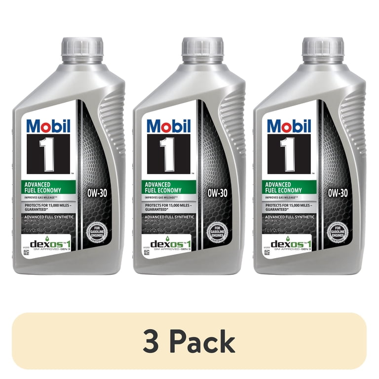 3 pack) Mobil 1 Advanced Fuel Economy Full Synthetic Motor Oil 0W