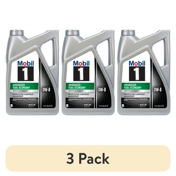 (3 pack) Mobil 1 Advanced Fuel Economy Full Synthetic Motor Oil 0W-8, 5 Quart