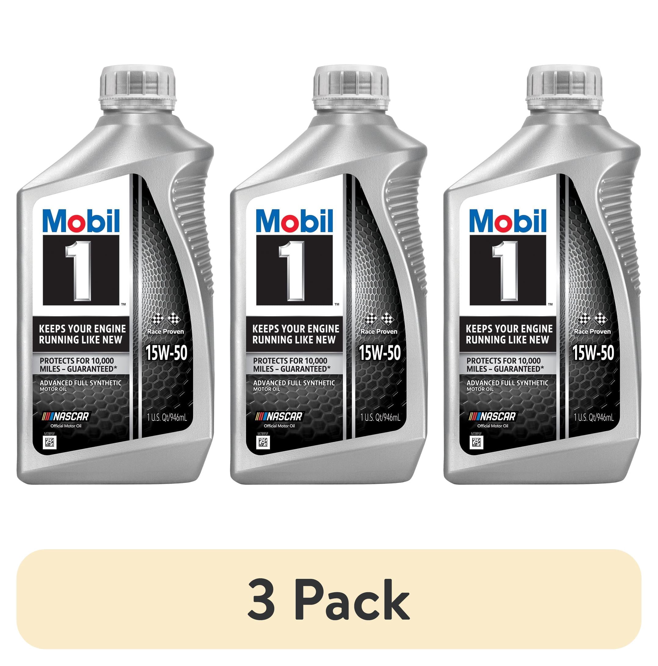 3 pack) Mobil 1 Advanced Full Synthetic Motor Oil 15W-50, 1 Quart