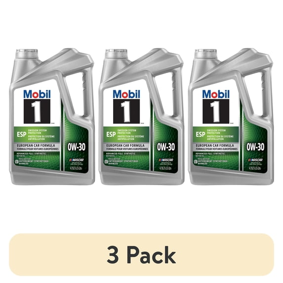 (3 pack) Mobil 1 ESP Full Synthetic Motor Oil 0W-30, 5 Quart