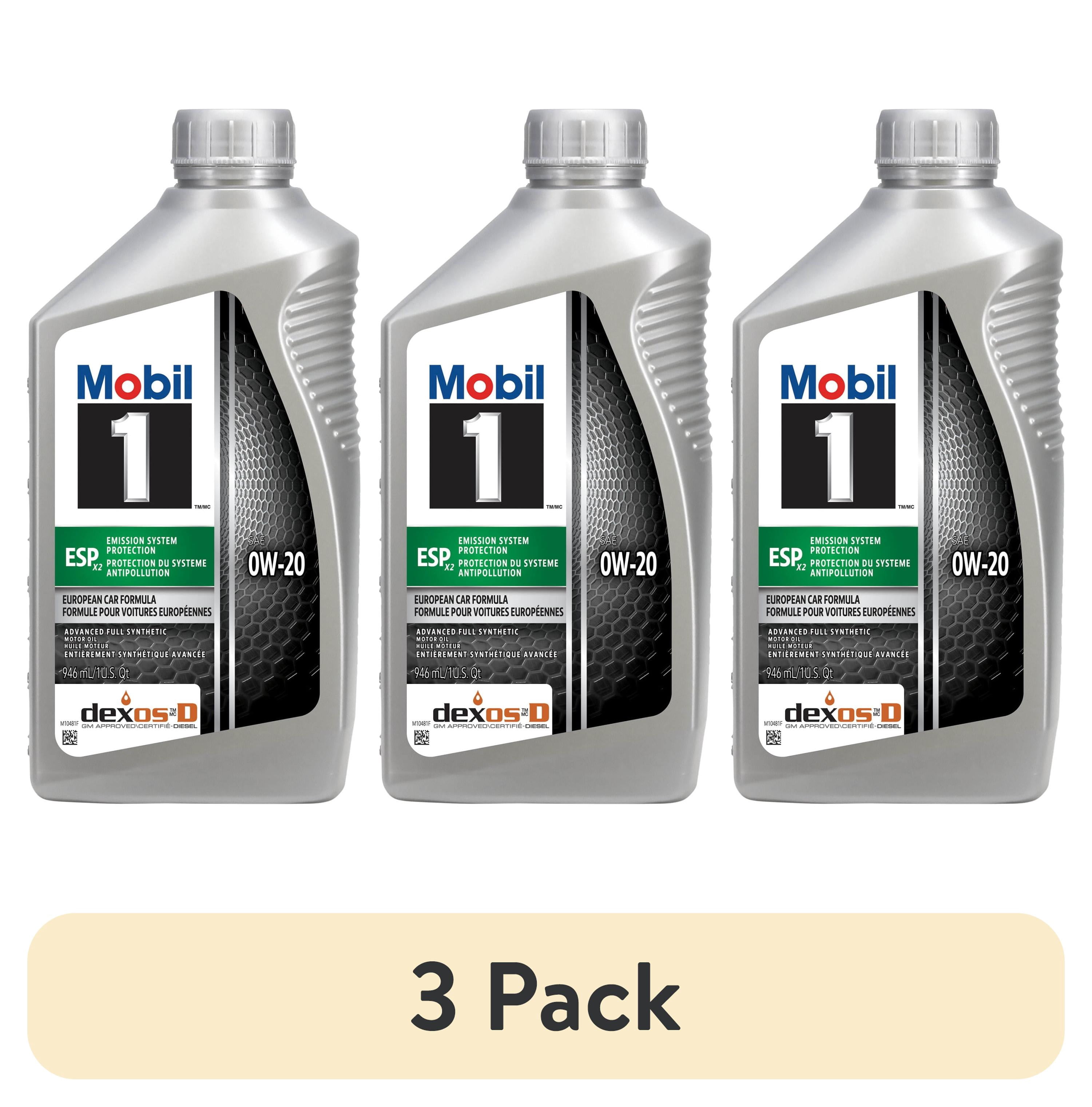3 pack) Mobil 1 ESP X2 Full Synthetic Motor Oil 0W-20, 1 Quart