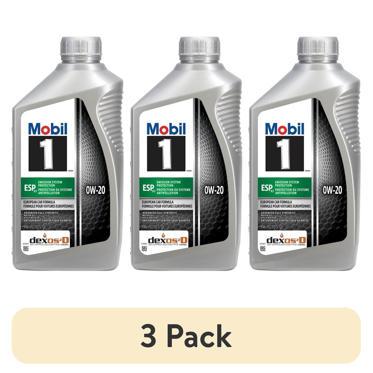 3 pack) Mobil 1 ESP X2 Full Synthetic Motor Oil 0W-20, 1 Quart