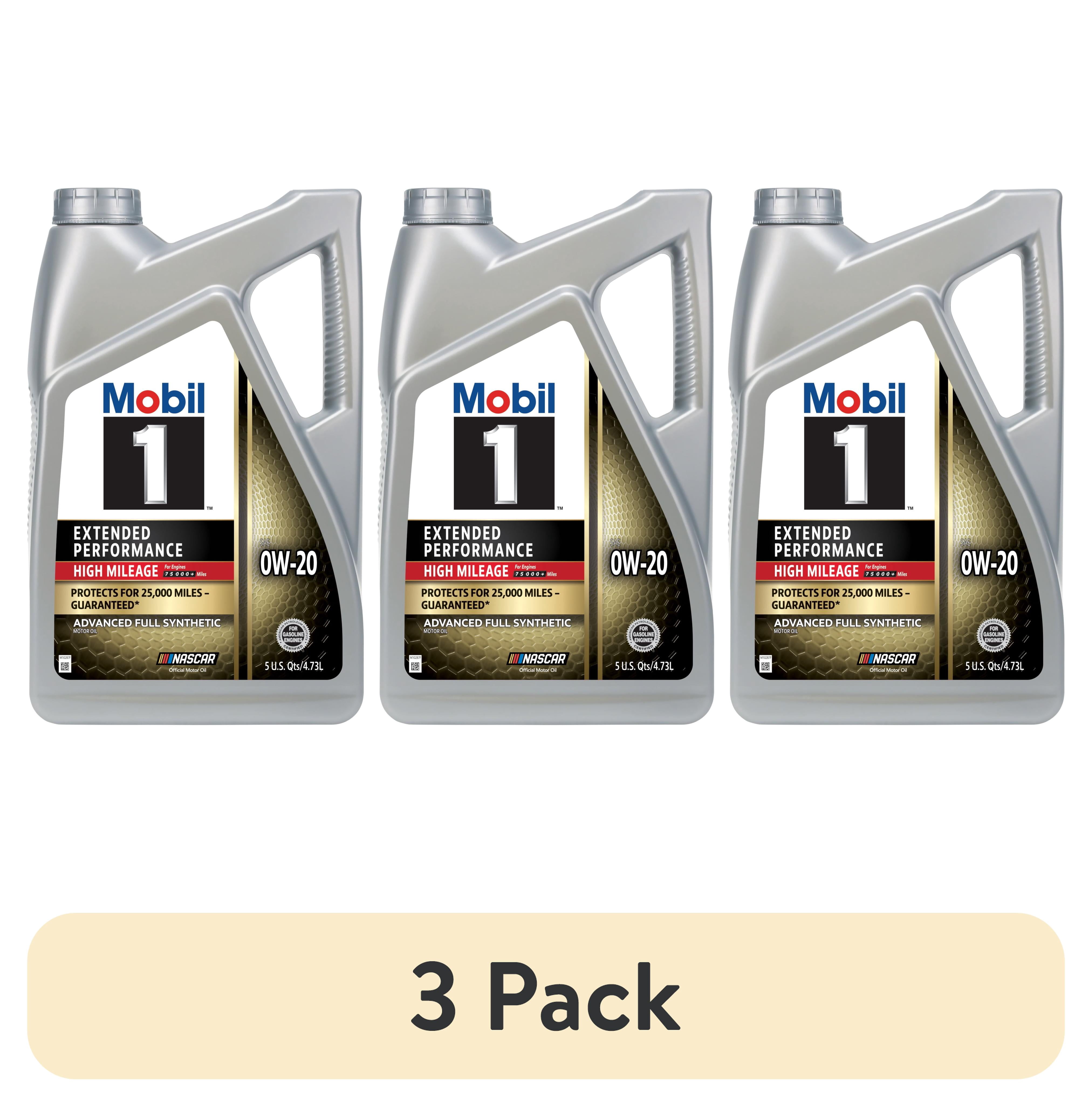 (3 pack) Mobil 1 Extended Performance High Mileage Full Synthetic Motor Oil 0W-20, 5 Quart