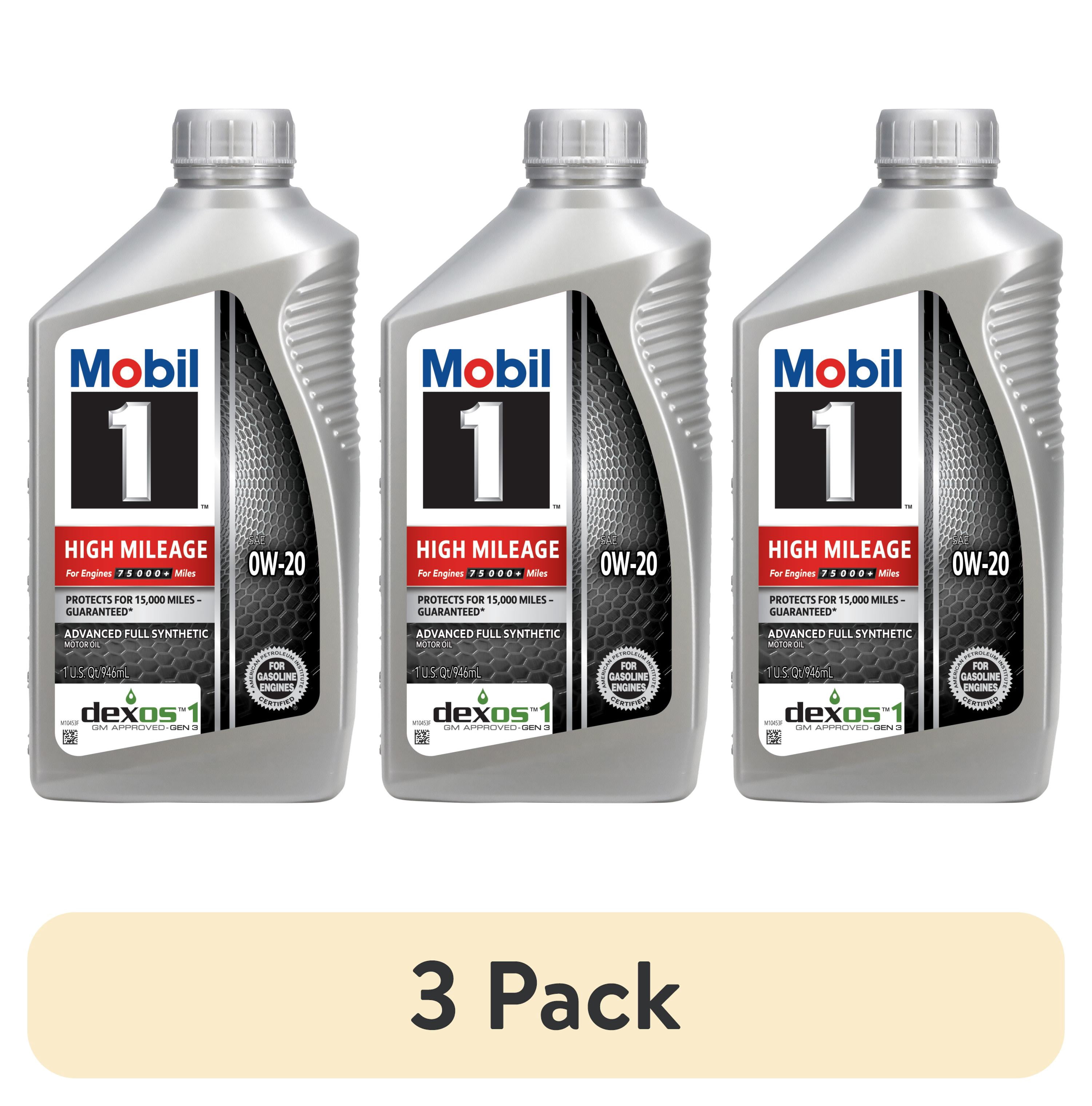Mobil 1 High Mileage Full Synthetic Motor Oil 0W-20, 1 Quart