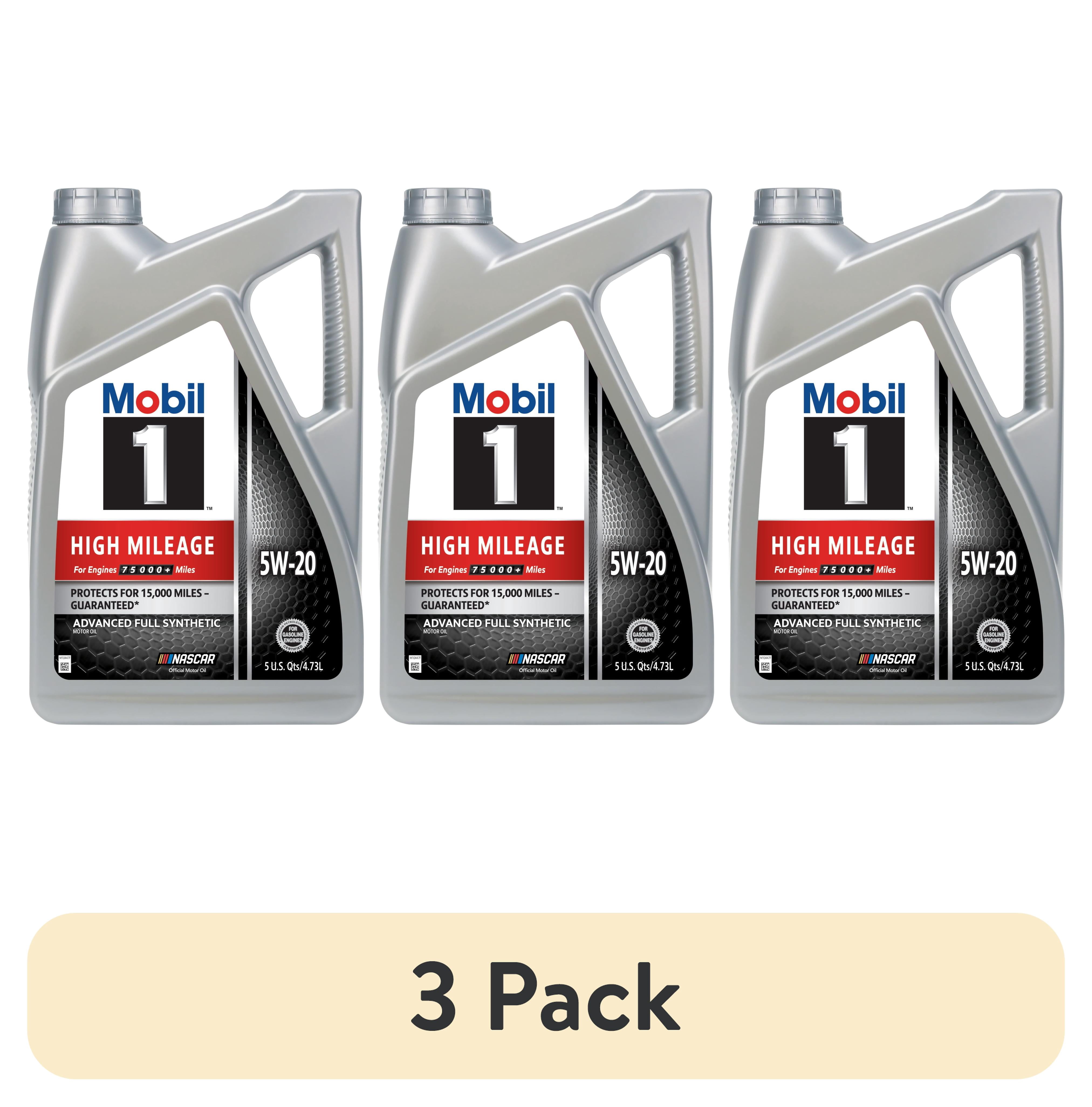 3 pack) Mobil 1 High Mileage Full Synthetic Motor Oil 5W-20, 5
