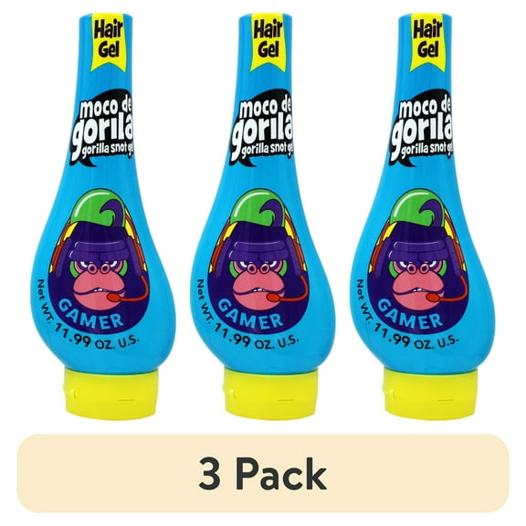 (3 pack) Moco de Gorila Gamer Hair Gel, Nourishing, Long-Lasting Hold, Unisex, 11.9 oz Squeeze Bottle