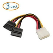 3-pack Molex 4 Pin to 2 x 15 Pin SATA Power Cable for IDE to Serial ATA SATA Hard Drive Power Cable Adapter