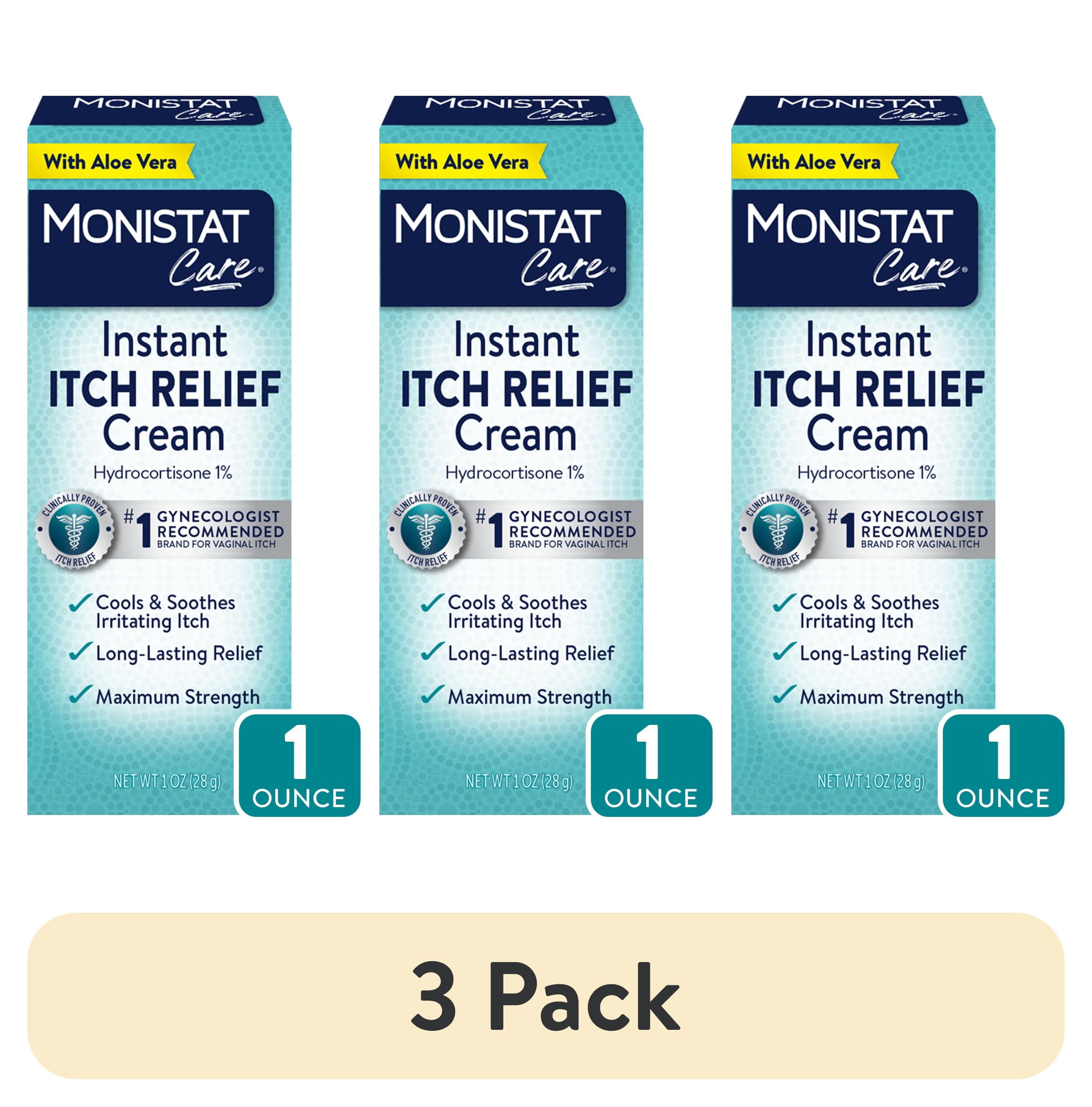 (3 pack) Monistat Instant Itch Relief Cream for Women, Maximum Strength Feminine Itch Care, 1 oz