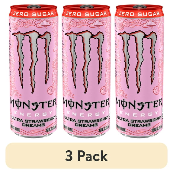 (3 pack) Monster Ultra, Strawberry Dreams, 1 Count, 12 fl oz Aluminum Can