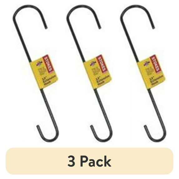 (3 pack) Stokes Select 38027 38027-6CT Metal Extension Hook, 12-Inch, Jet Black