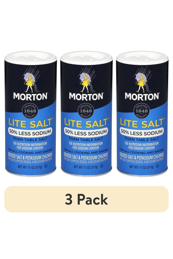 (3 pack) Morton Lite Salt Low Sodium Salt Alternative, 11 oz
