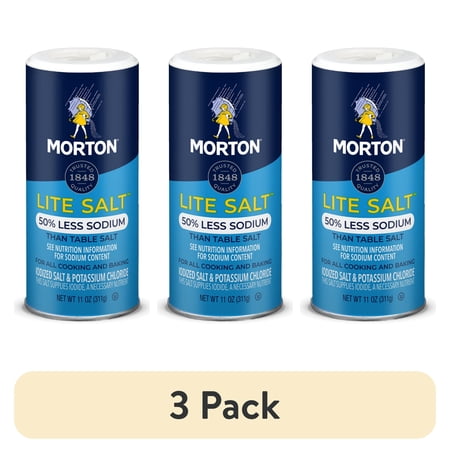 (3 pack) Morton Lite Salt, Low Sodium Salt Alternative, 11 oz
