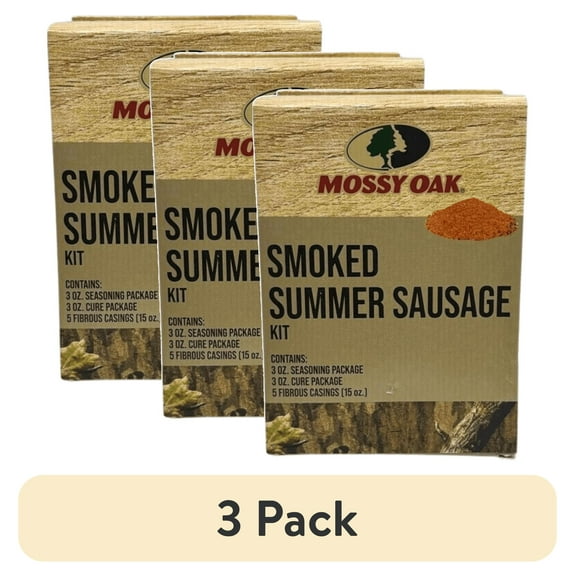 (3 pack) Mossy Oak Smoked Summer Sausage Kit, Seasons up to 15lb