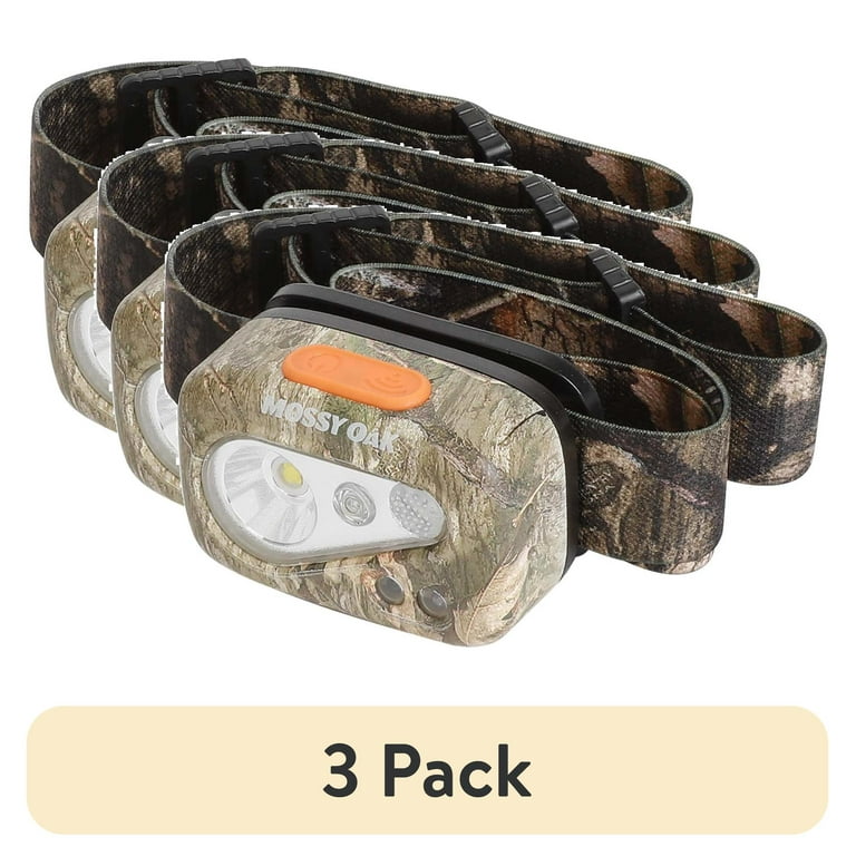3 pack) Mossy Oak Ultimate Sportsman Headlamp, Rechargeable, 350