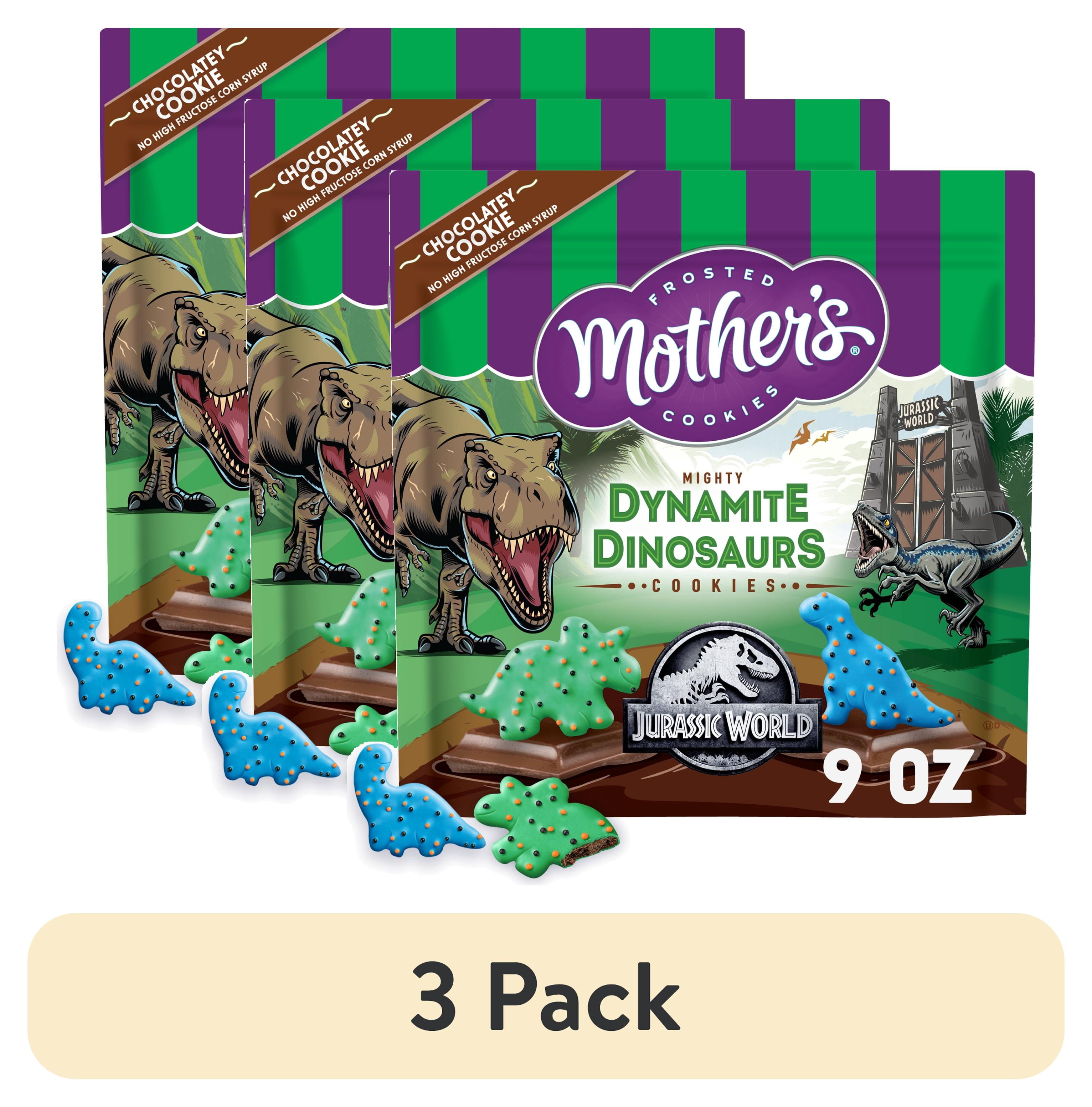 (3 pack) Mother's Chocolatey Dynamite Dinosaurs Cookies, Inspired by Jurassic World, 1 Resealable Bag, 9 oz​