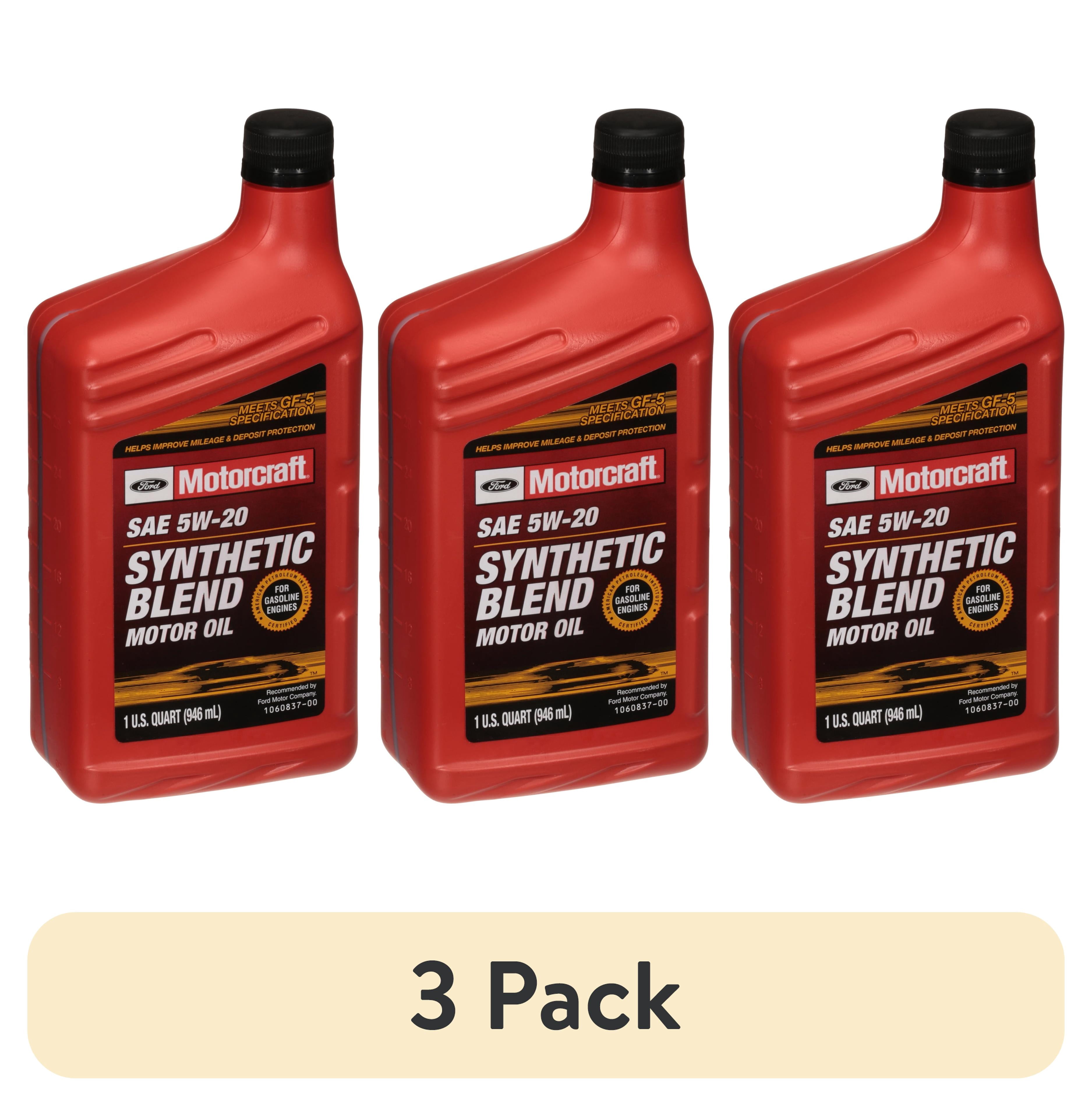(3 pack) Motorcraft Motor Oil, 5W20, 1-Quart
