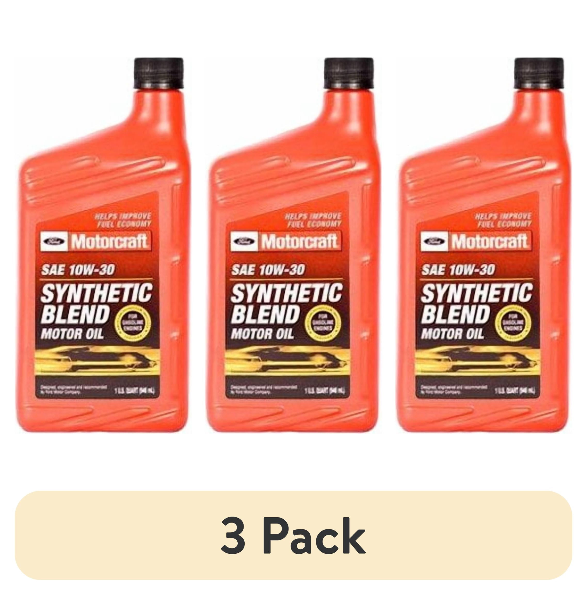 (3 pack) Motorcraft Synthetic Blend Motor Oil, 10W30, 1-Quart