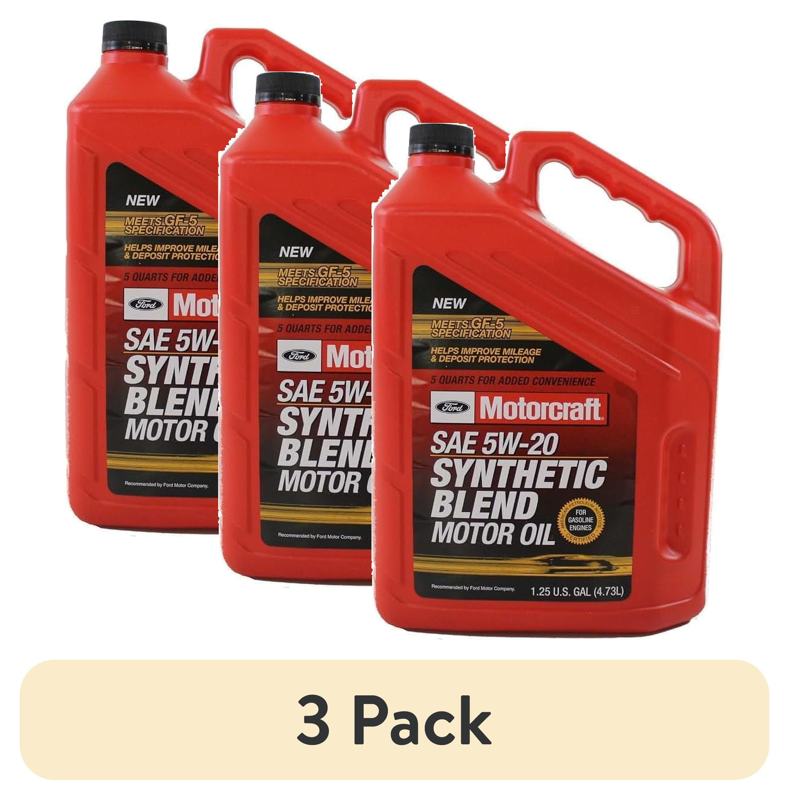 (3 pack) Motorcraft Synthetic Blend Motor Oil 5W-20, 5-Quart Jug, Sold By Each.