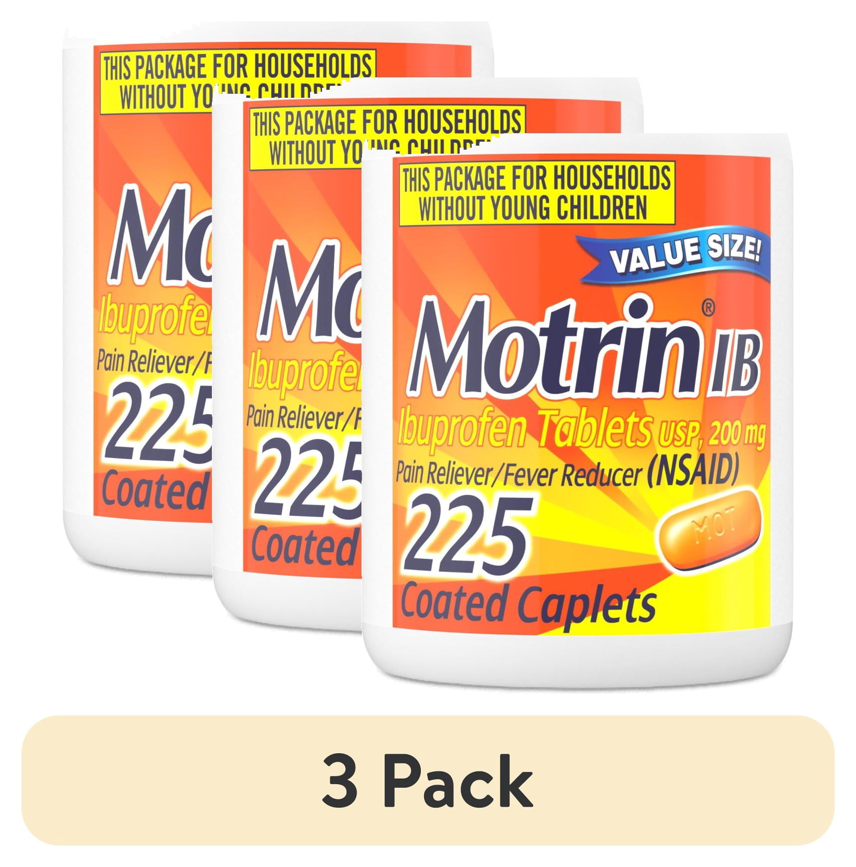 (3 pack) Fast-Acting Motrin IB, Ibuprofen 200mg for Pain & Fever Relief, Value Size, 225 Count