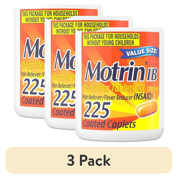 (3 pack) Motrin IB Ibuprofen Tablets, 200 Mg, 225 Count