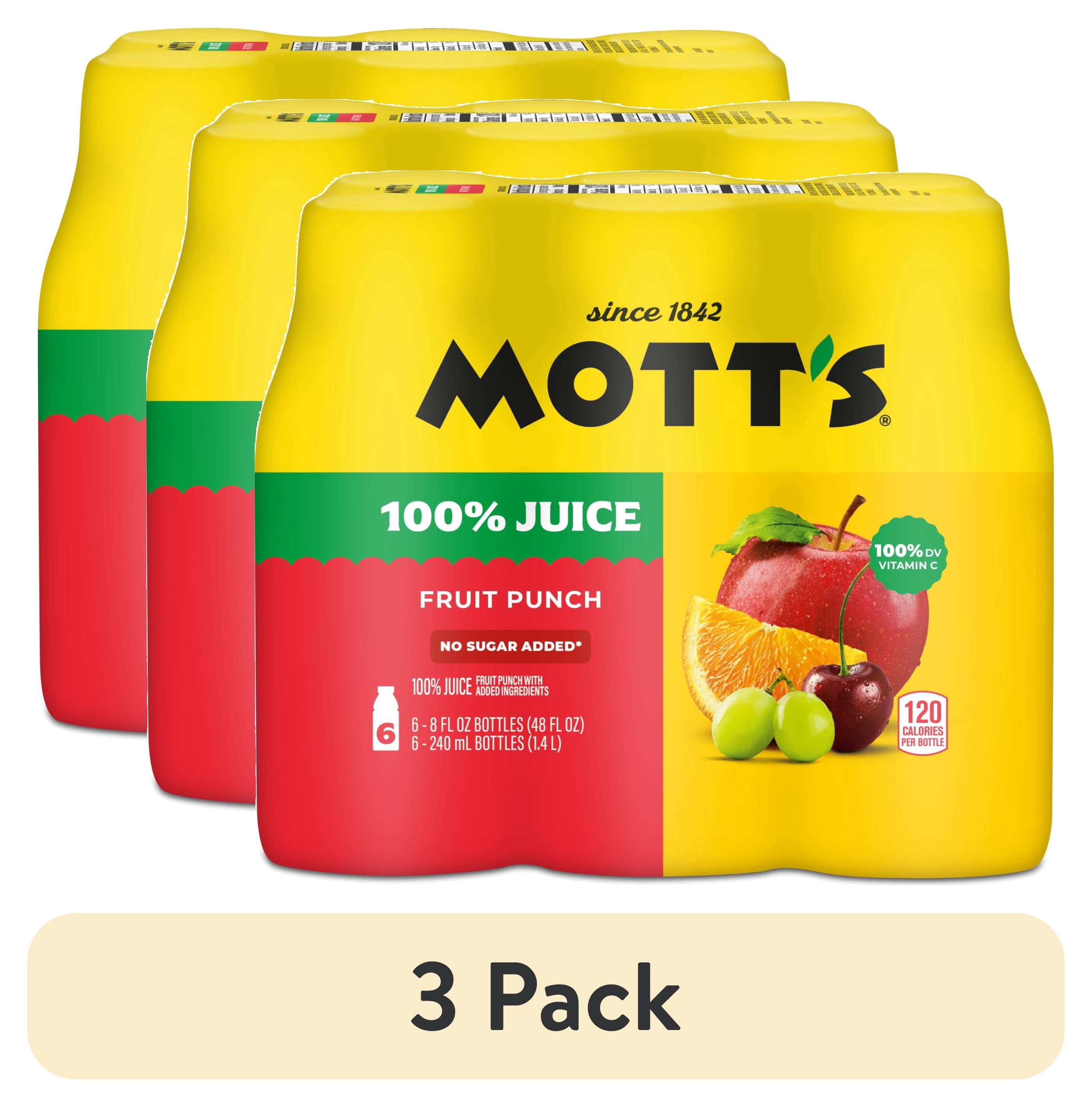 (3 pack) Mott's 100% Fruit Punch Juice, 8 fl oz, 6 pack