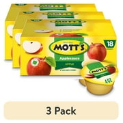 (3 pack) Mott's Applesauce, 4 Ounce Cups, 18 Count