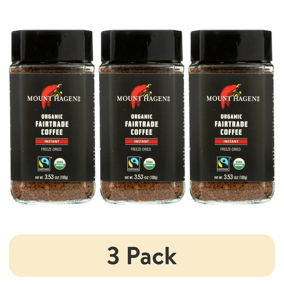 (3 pack) Mount Hagen Organic Freeze Dried Instant Coffee, 3.53 oz Jar