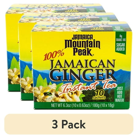 (3 pack) Mountain Peak 100% Jamaican Ginger Instant Tea, 0.63 oz, 10 Ct