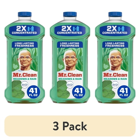 (3 pack) Mr. Clean 2X Concentrated Multi Surface, All Purpose Cleaner, Febreze Meadows & Rain Scent, 41 fl oz