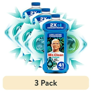 (3 pack) Mr. Clean 2X Concentrated Multi Surface, All Purpose Cleaner, Unstopables Fresh Scent, 41 fl oz