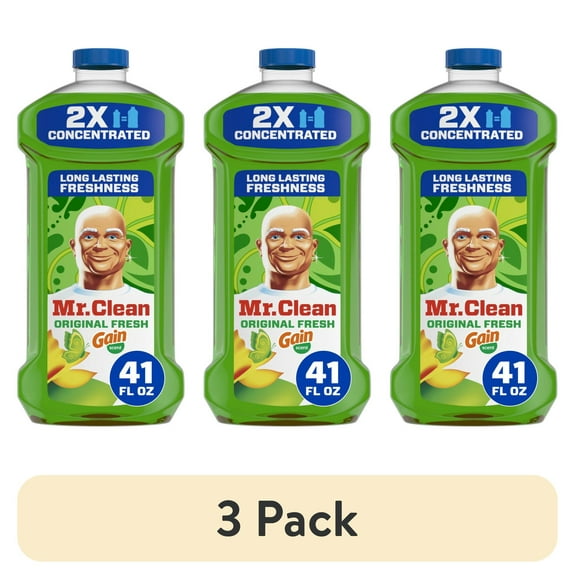 (3 pack) Mr. Clean 2X Concentrated Multi Surface, All Purpose Cleaner with Gain Scent, All Purpose Cleaner, 41 fl oz
