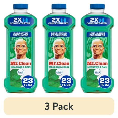 (3 pack) Mr. Clean 2X Concentrated Multi Surface Cleaner with Febreze Meadows & Rain Scent, 23 fl oz