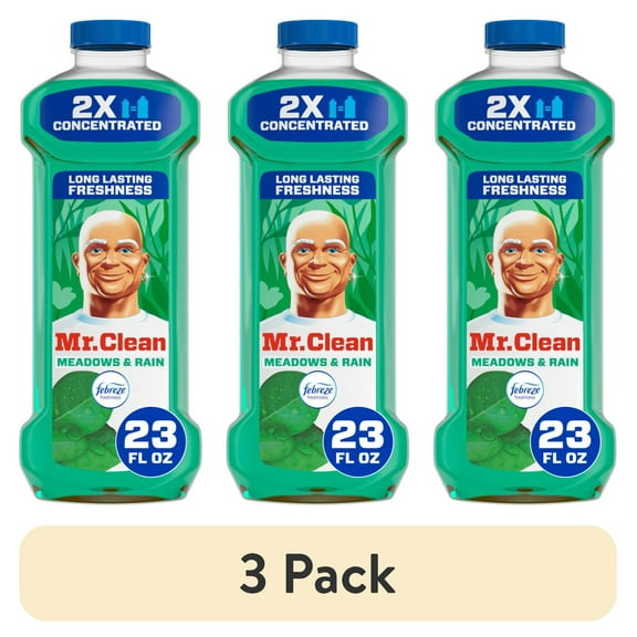 (3 pack) Mr. Clean 2X Concentrated Multi Surface Cleaner with Febreze Meadows & Rain Scent, 23 fl oz