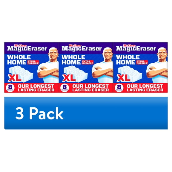 (3 pack) (3 pack) Mr. Clean Magic Eraser Sponge, Whole Home Extra Durable XL, 8ct
