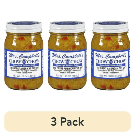 (3 pack) Mrs. Campbell's Sweet Chow Chow Relish, Gluten Free, 16 OZ