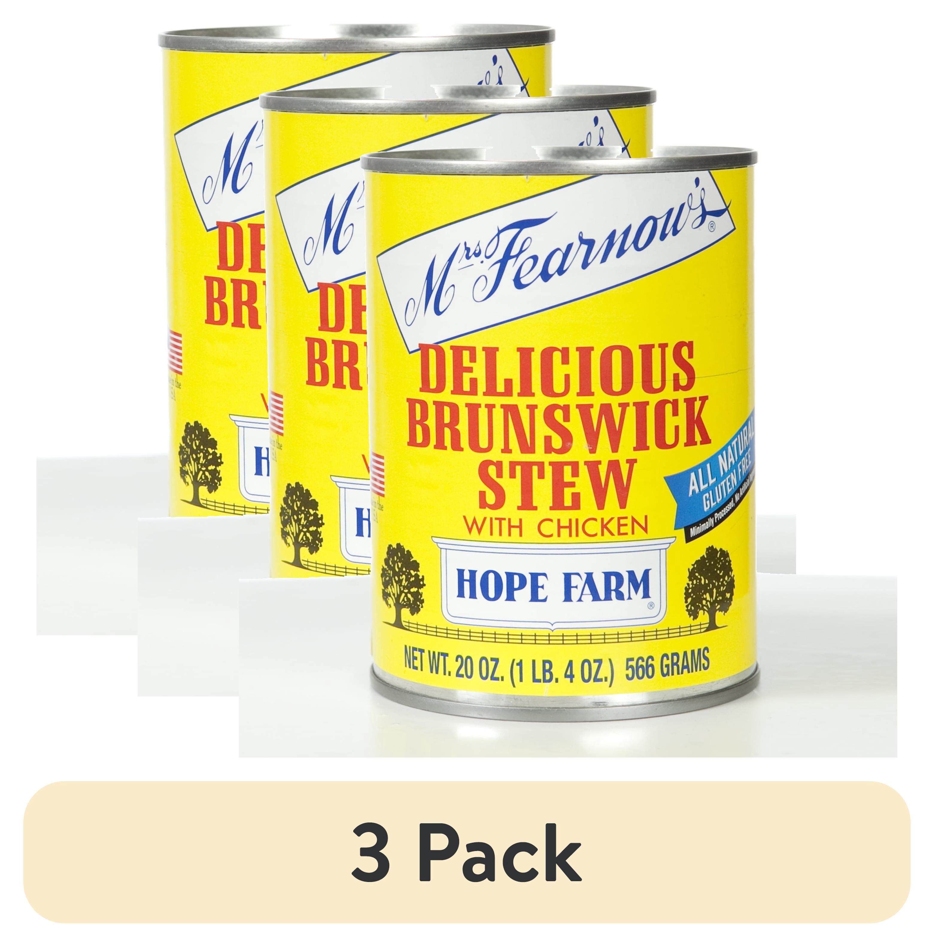 (3 pack) Mrs. Fearnow’s Brunswick Stew with Chicken, Carolina Made by Boone Brands, 20 oz Can – Just Heat and Serve (Shelf-Stable, New)