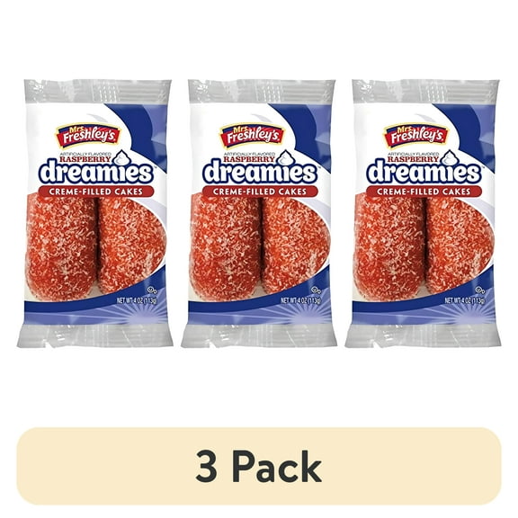(3 pack) Mrs. Freshley's Cream Filled Raspberry Dreamies 2-Pack | 8 Count (16 Pieces)