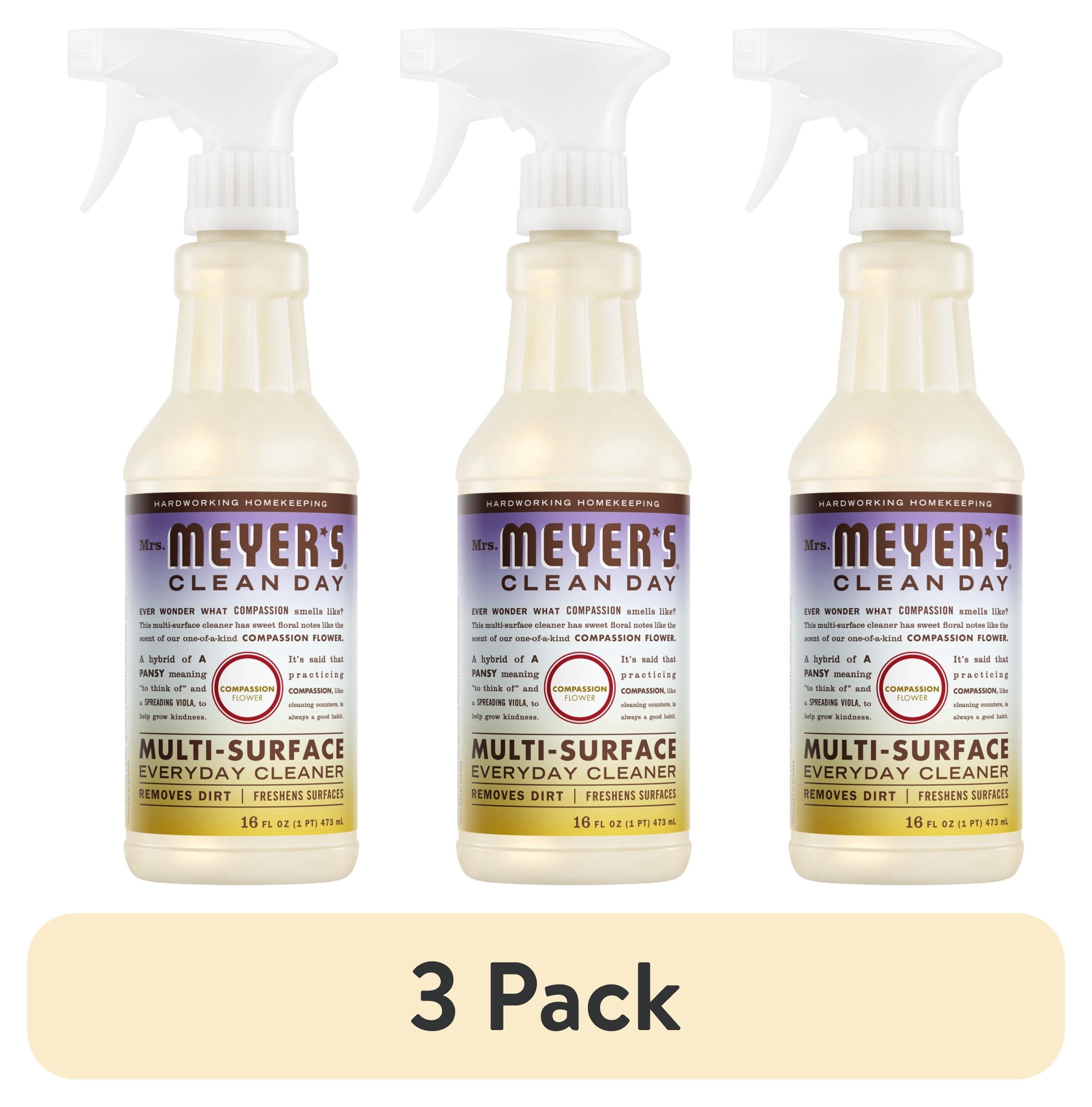 (3 pack) Mrs. Meyer's Clean Day Multi-Surface Everyday Cleaner, Compassion Flower Scent, 16 Fl Oz Bottle