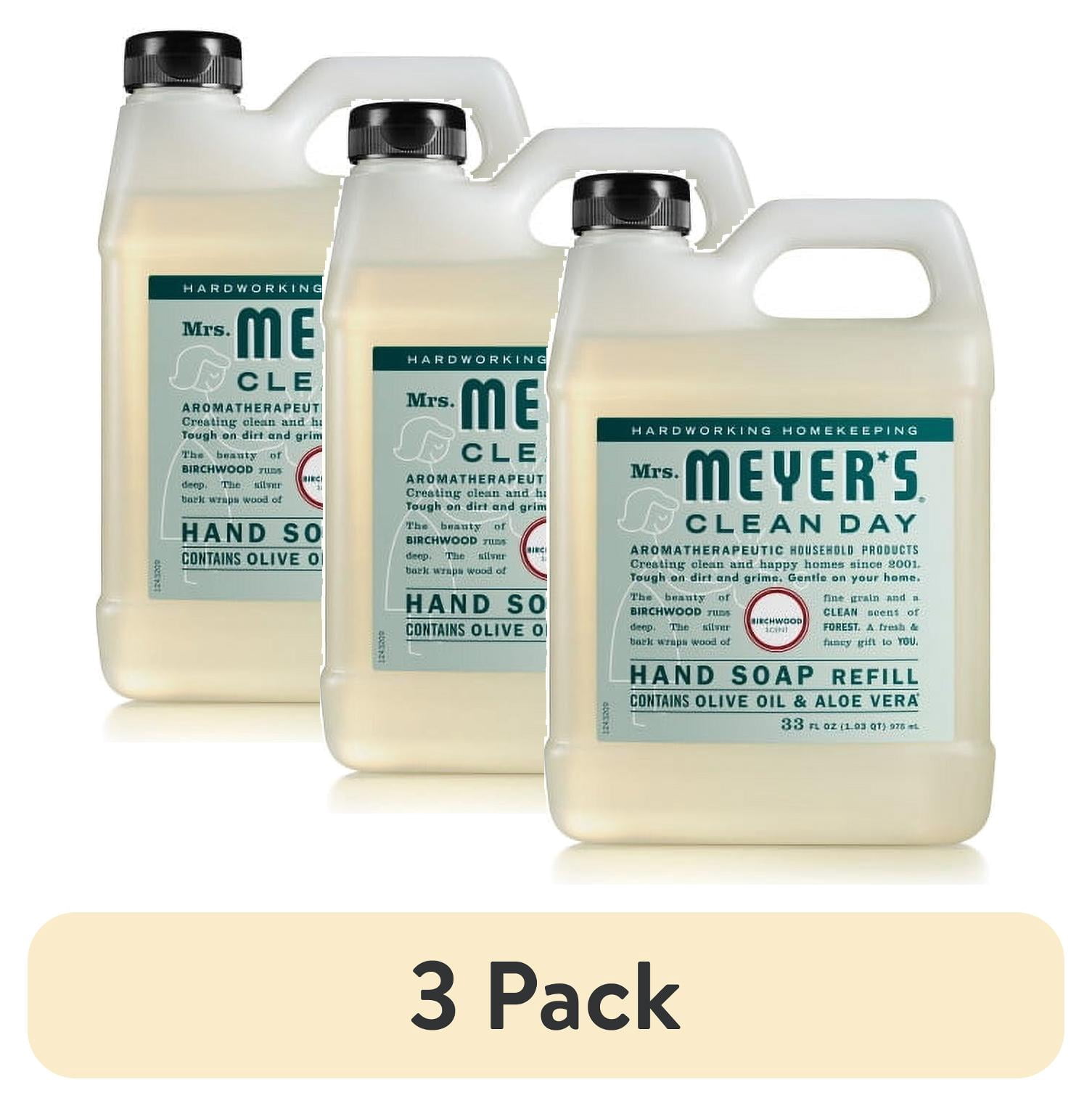 (3 pack) Mrs. Meyer's Clean Day Hand Soap Refill, Birchwood Scent, 33 Fl Oz