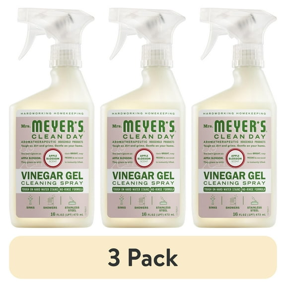 (3 pack) Mrs. Meyer’s Vinegar Gel Cleaning Spray, Bathroom Use, No-Rinse Formula, , Apple Blossom, 16 fl oz, Pack of 1