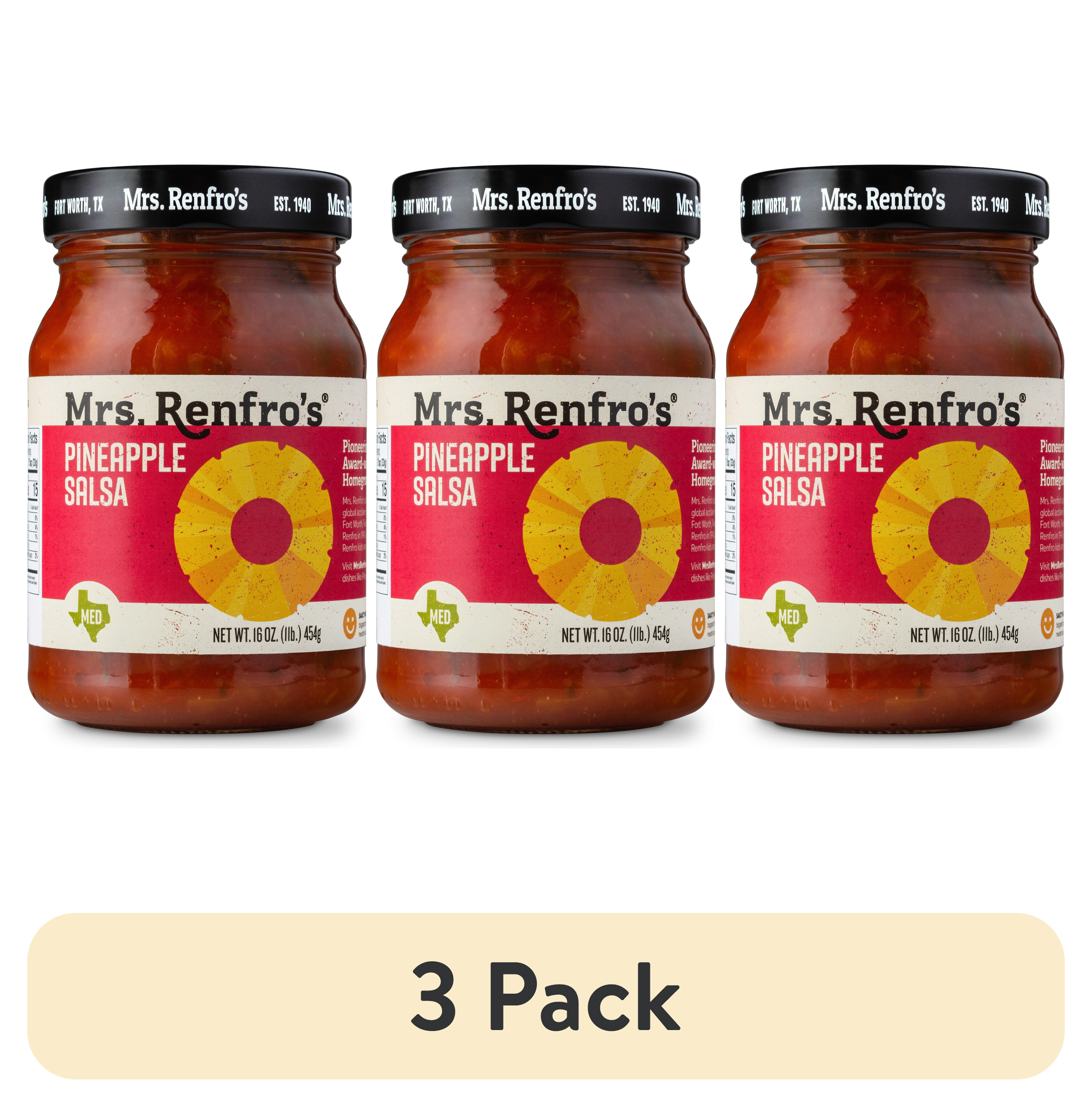 (3 pack) Mrs. Renfro's Gourmet Pineapple Salsa, Medium Heat, 16 oz Jar