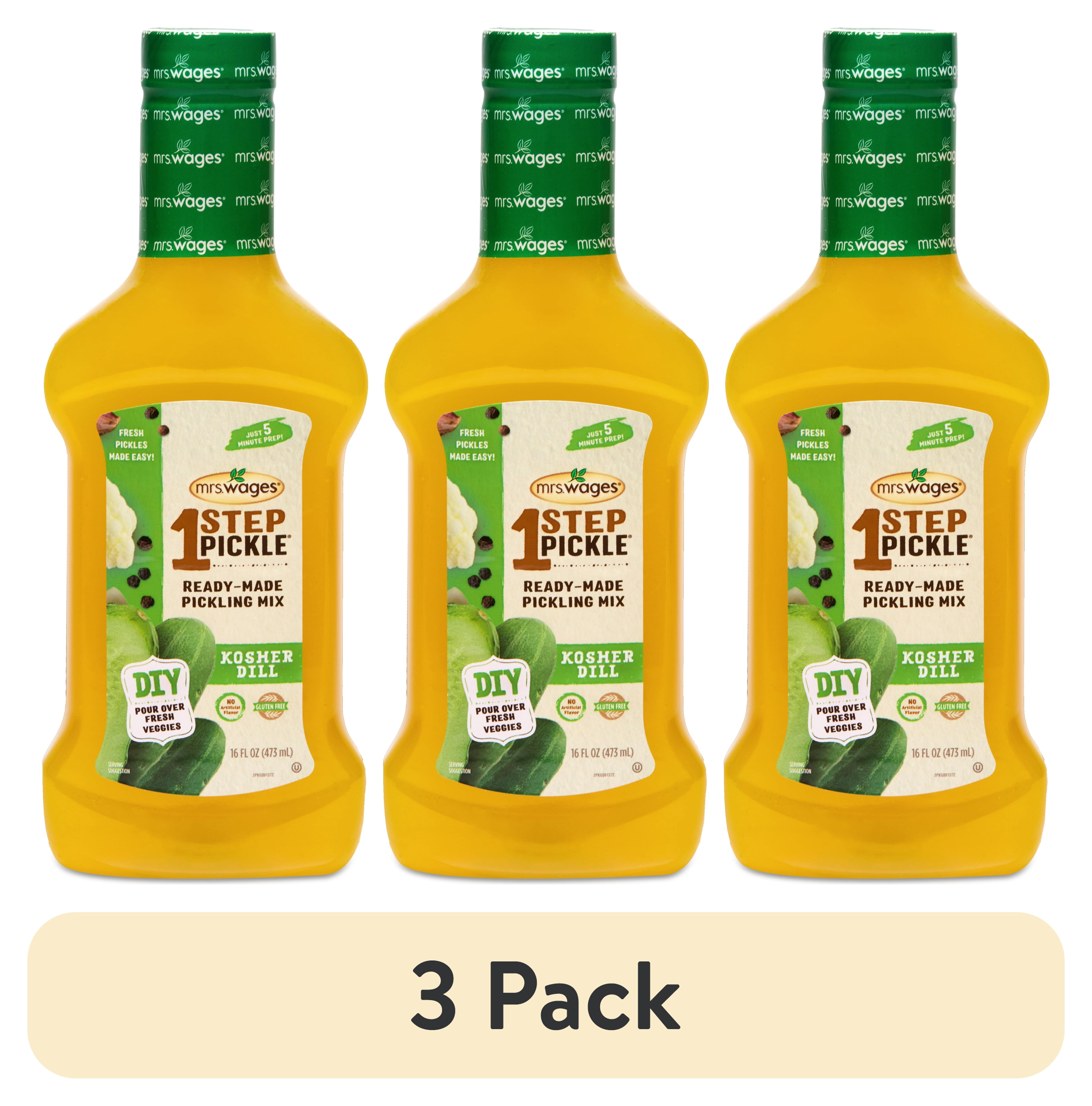 (3 pack) Mrs. Wages 1-Step Dill Pickle Mix, 16 fl oz Bottle, Ready-to-Use Pickling Solution Makes Homemade Dill Pickles in 8 Hours