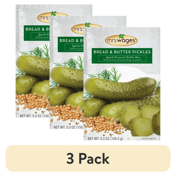 (3 pack) Mrs. Wages Bread and Butter Pickle Mix, Canning Supplies for Homemade Sweet Pickles, 5.3 oz Pickle Seasoning Mix