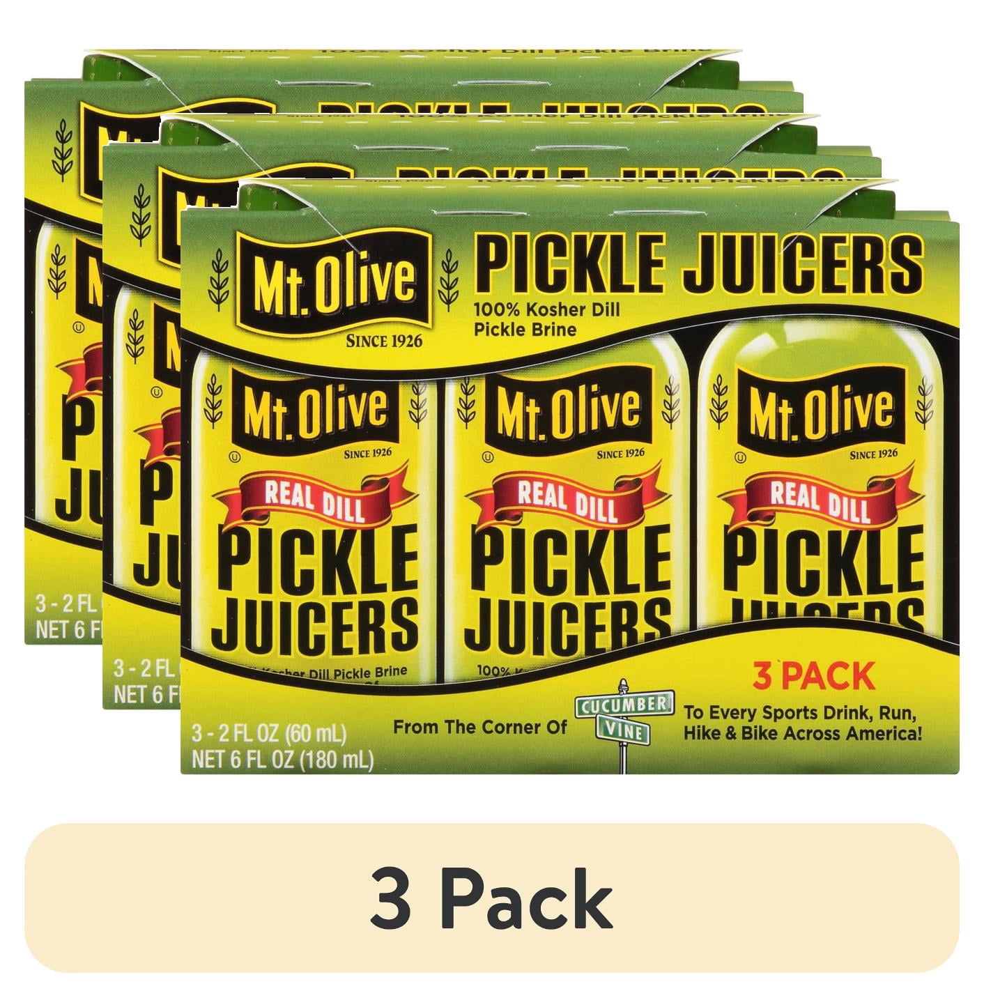 (3 pack) Mt. Olive 3 pack 2 fl oz Bottles of Real Dill Pickle Juicers Juice