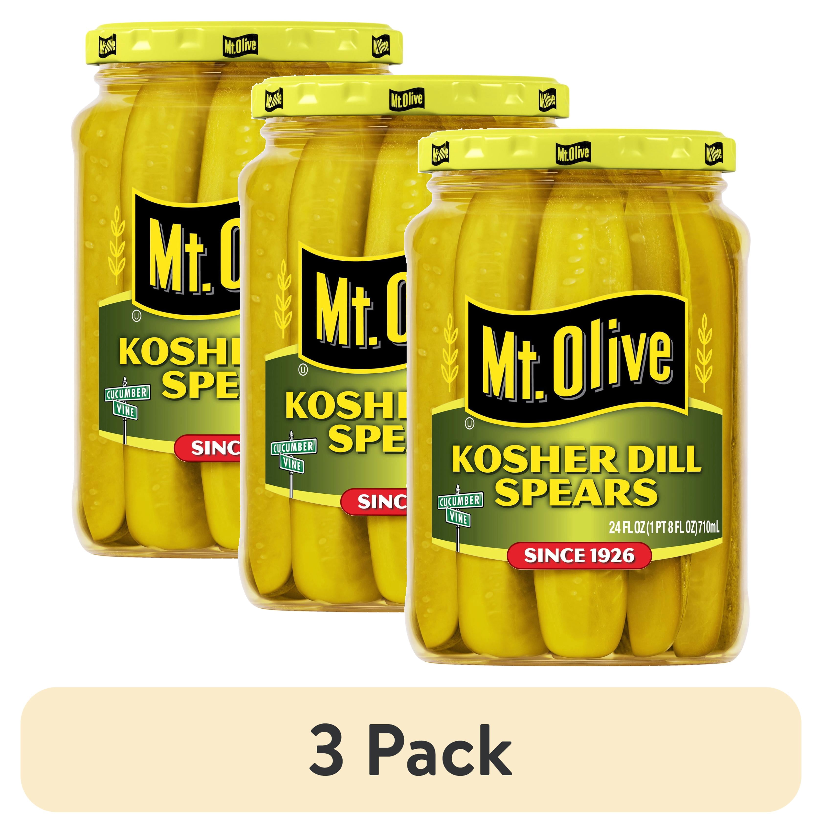 3 pack) Mt. Olive Kosher Dill Pickle Spears, 24 fl oz Jar