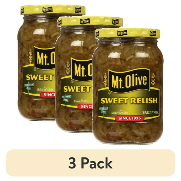 (3 pack) Mt. Olive Sweet Relish, 16 fl oz Jar